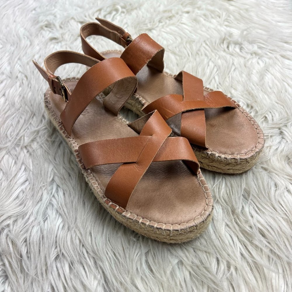 Madewell Women's Brown Leather The Julie Espadrille‎ Sandal